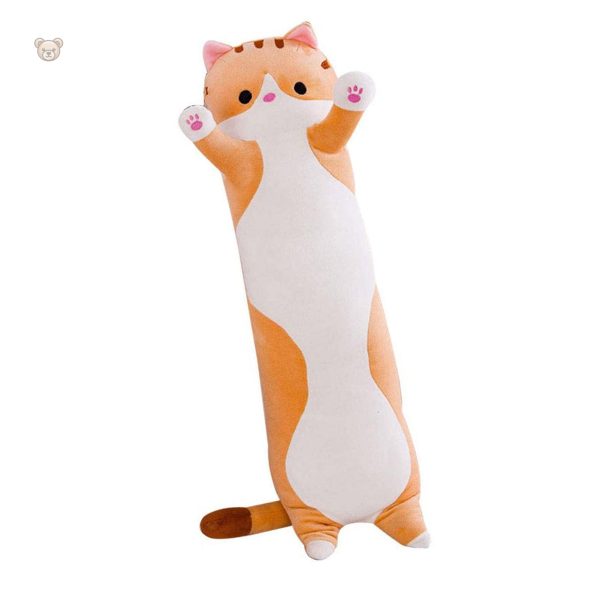 Peluche chat allongé, parfait pour les câlins