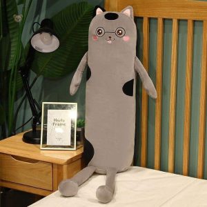 Peluche douce en forme de chat pour un sommeil apaisant