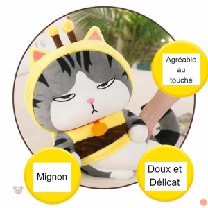 Peluche douce en forme de chat, parfaite pour les câlins