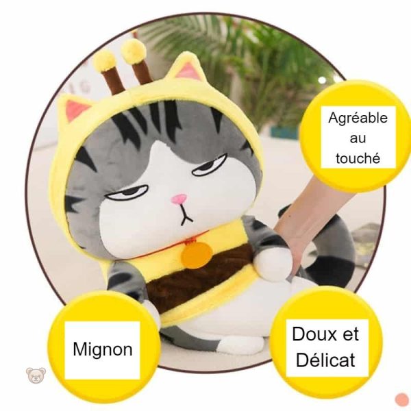 Peluche douce en forme de chat, parfaite pour les câlins