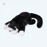 Peluche douce chat noir endormi pour nuits paisibles
