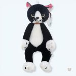 Peluche douce chat noir et blanc grincheux câlin