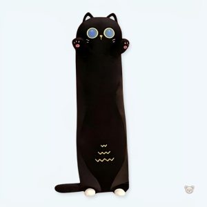 Peluche chat noir doux et long pour câlins à la maison