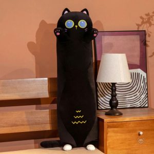 Câlin confortable en peluche, chat noir idéal pour la décoration