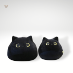 Peluche rondelet chat noir passif douce et câline