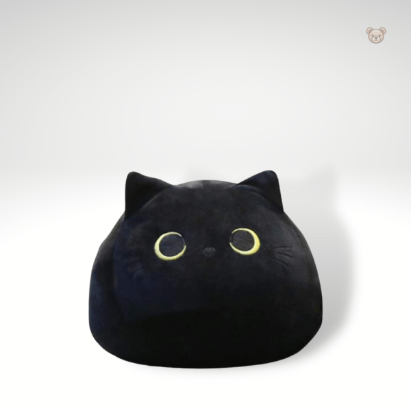 Chat en peluche noir, design rond et accueillant pour les enfants