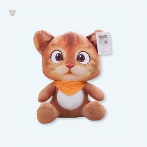 Peluche chat orange douce pour câlins d'enfants