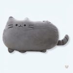 Peluche chat gris doux, oreiller câlin décoratif