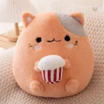 Peluche chat avec popcorn, douce et amusante