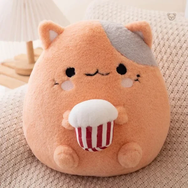peluche-chat-qui-mange-du-popcorn-1 Peluche chat avec popcorn, douce et amusante