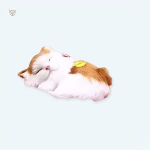 Peluche douce chat roux et blanc