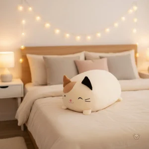 Peluche bicolore chat squishmallow, idéale pour les câlins