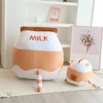 Peluche douce en forme de chat, design brique de lait