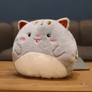 Peluche chat squishmallow réchauffe mains joyeux