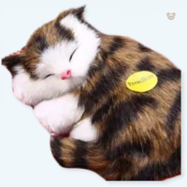 peluche-chat-tigre-marron-endormi-doux-et-calin-1 Peluche chat tigré marron douce et câline endormie