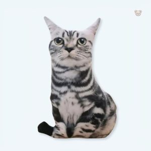 Peluche chat tigré noir douce pour câlins d'enfants