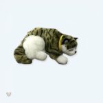 Peluche chat tigré vert doux pour un sommeil apaisant