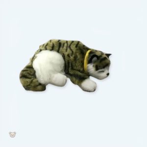 Peluche chat tigré vert doux pour un sommeil apaisant