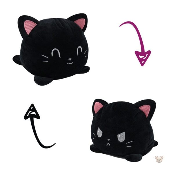 Peluche chat à deux faces colorées