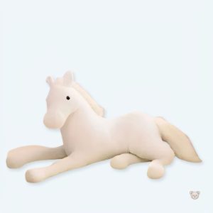 Peluche cheval blanc doux pour enfants, univers équestre