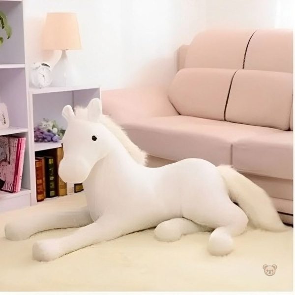 Jouet en peluche cheval blanc, compagnon idéal des petits amoureux des chevaux