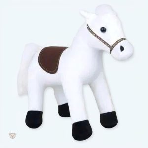 Peluche cheval blanc doux pour enfant, parfait pour câlins