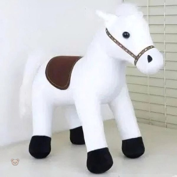 Peluche tendre cheval blanc, idéal pour le réconfort des petits