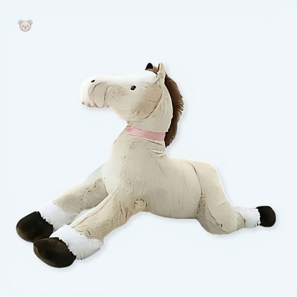 peluche-cheval-marron-blanc-doux-calin-enfant-animaux-1 Peluche cheval marron et blanc douce pour câliner les enfants