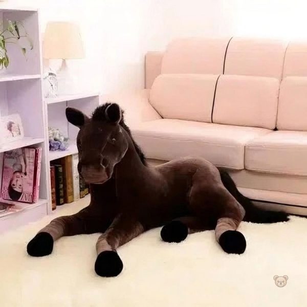 Cheval en peluche marron, doux et idéal pour les enfants