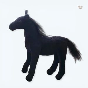 Peluche cheval noir doux pour câlins d'enfants