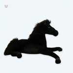 Peluche cheval noir doux en velours pour enfants