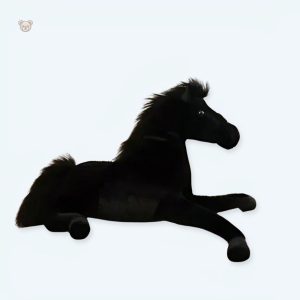 Peluche cheval noir doux en velours pour enfants