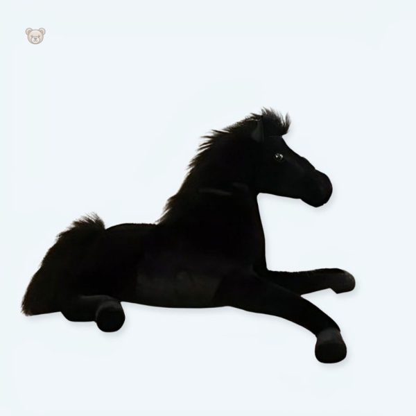 peluche-cheval-noir-doux-enfant-calin-velours-elegant-1 Peluche cheval noir doux en velours pour enfants