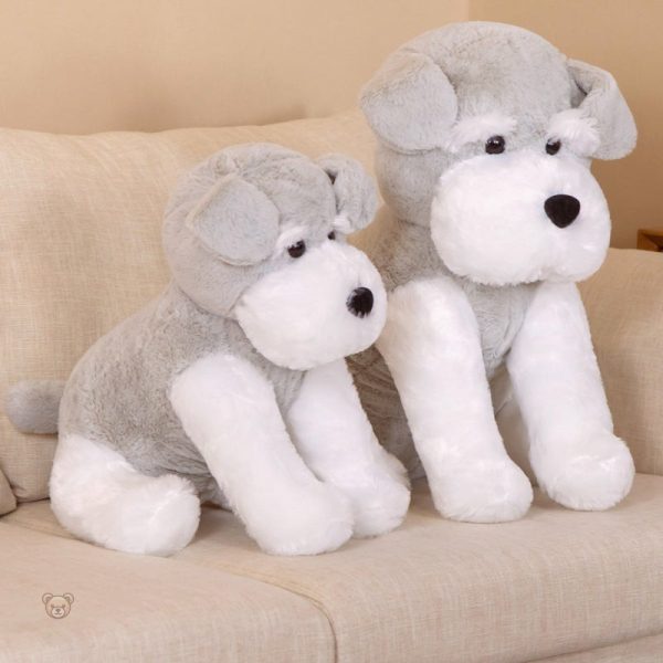 Peluche chien décoratif, assis, style moderne et adorable
