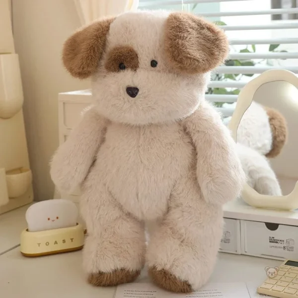 peluche-chien-beige-et-marron-a-fourrure-1 Peluche chien beige et marron à fourrure douce