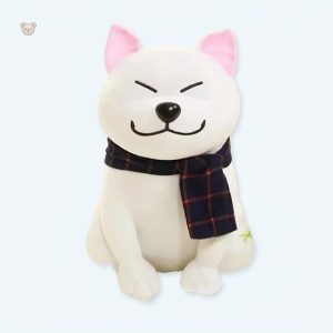 Peluche chien blanc doux pour câlins d'enfant