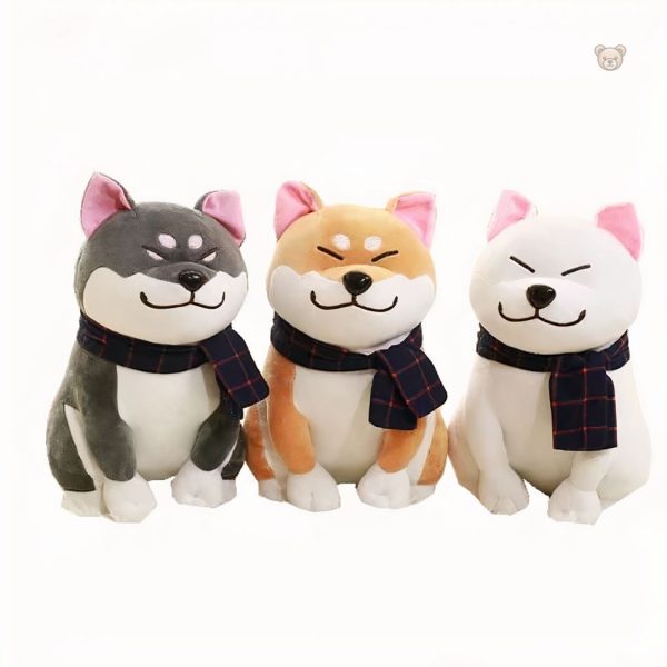 Chien en peluche blanc, compagnon tendre pour la chambre
