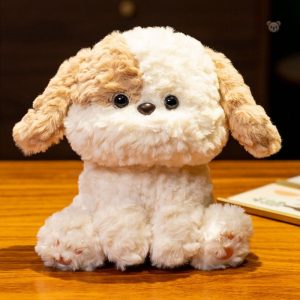 Peluche chien blanche à fourrure douce et mignonne