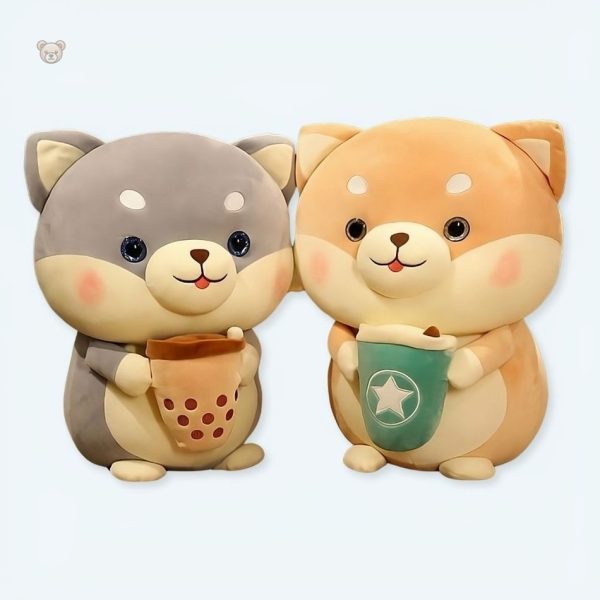 Peluche chien doux inspirée du bubble tea pour enfants