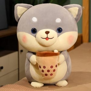 Peluche Bubble Tea chien gourmand en tissu doux