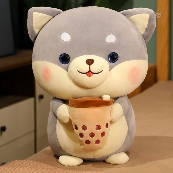Peluche Bubble Tea chien gourmand en tissu doux