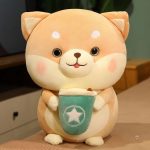 Chien peluche Bubble Tea, idéal pour câlins et jeux d'enfants