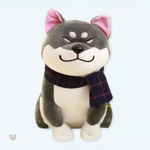 Peluche chien gris doux pour enfant, idéal compagnon de chambre
