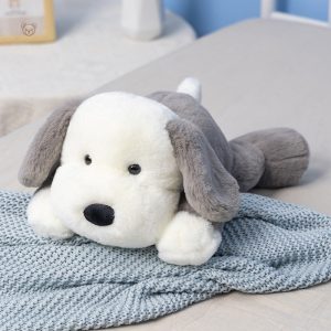 Peluche chien gris douce et câline