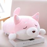 Peluche chien kawaii rose