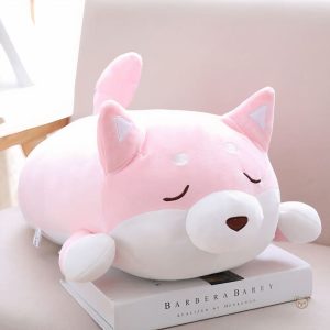 Peluche chien kawaii rose