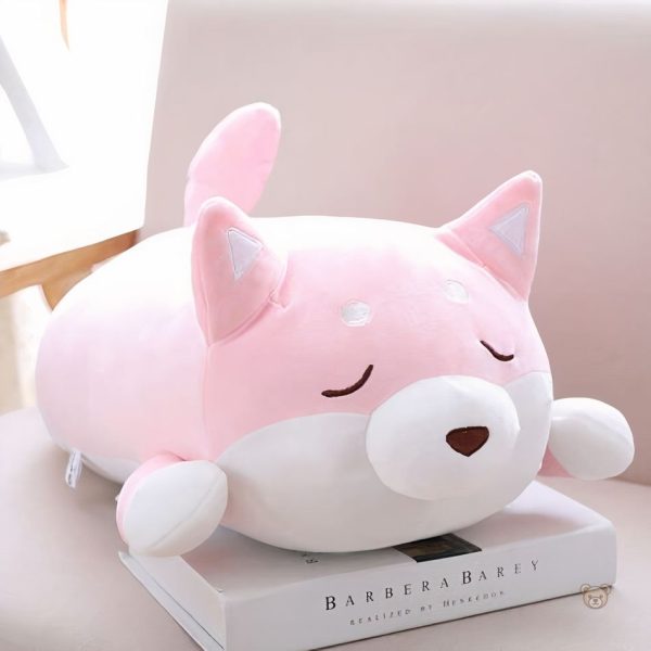 peluche-chien-kawaii-rose-doux-sommeil-enfant-calin-1 Peluche chien kawaii rose
