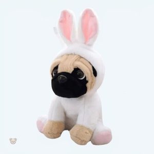 Peluche chien déguisé en lapin douce pour enfant