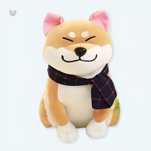 Peluche chien marron douce pour enfant dans une chambre