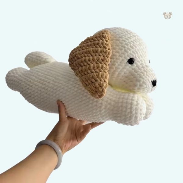 peluche-chien-oreiller-doux-crochet-relaxant-cozy-1 Peluche chien douce et confortable, parfait pour se détendre